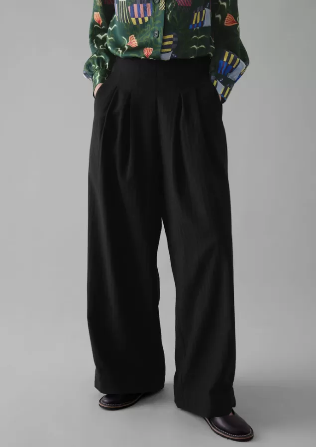 Women Toast Corinne Wool Cotton Herringbone Wide Leg Trousers