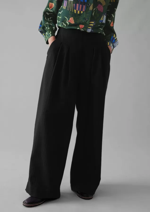 Women Toast Corinne Wool Cotton Herringbone Wide Leg Trousers
