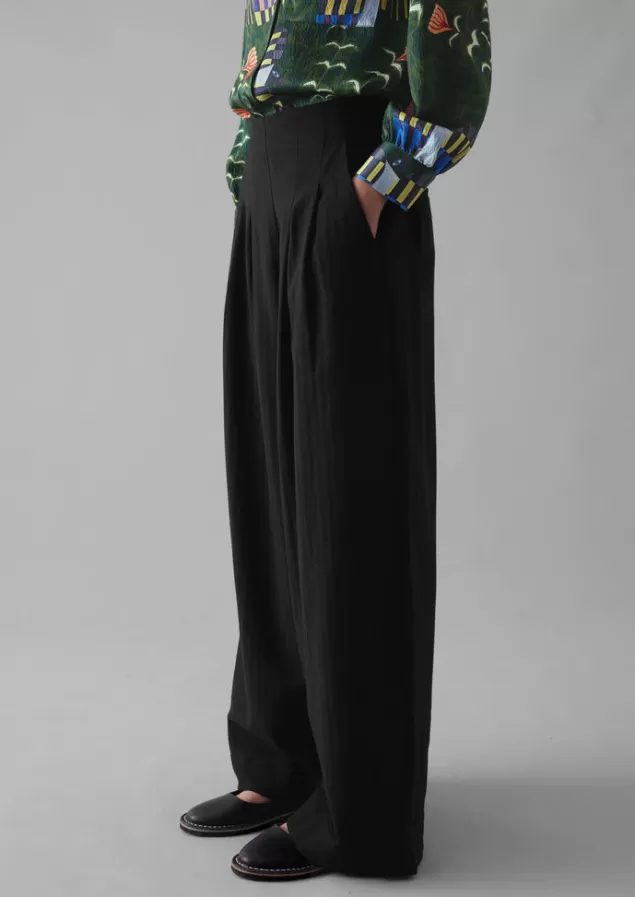 Women Toast Corinne Wool Cotton Herringbone Wide Leg Trousers