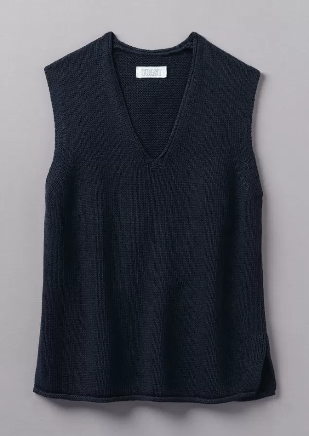 Women Toast V-Neck Linen Cotton Knitted Tank